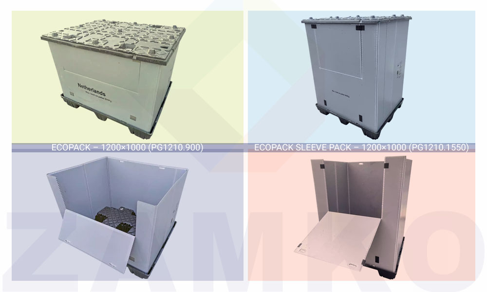 used ecopack sleeve pallet boxes, Ecopack – 1200×1000 by Zamko - your Collapsible Pallet Boxes Specialit. Delivery in every spot on the European continent. New and Used pallet Boxes