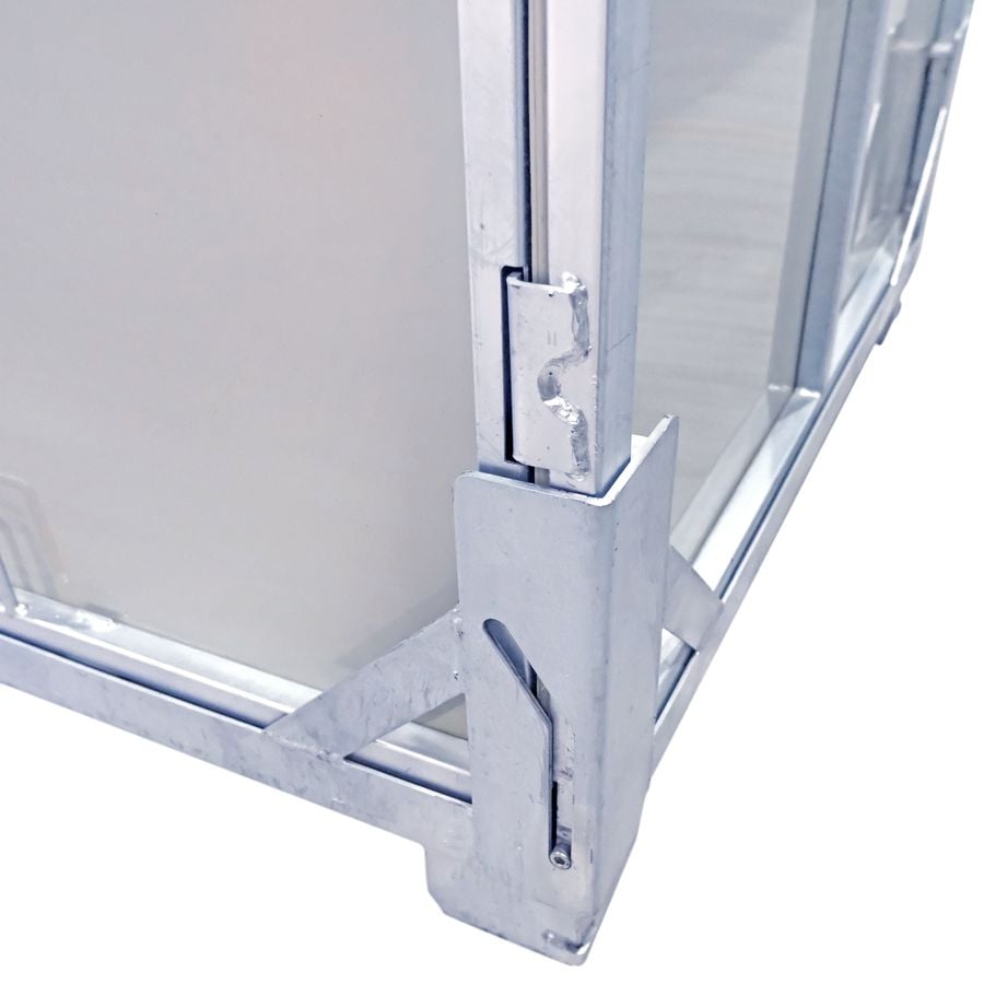 IBC foldable steel pallet box 1130×1450 by ZAMKO; The collapsible steel IBC boxes are mostly only looked for in the standard dimension 1130*1450*H1125mm. On special request we can make them to your specifications