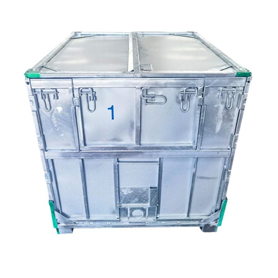 IBC foldable steel pallet box 1130×1450 by ZAMKO; The collapsible steel IBC boxes are mostly only looked for in the standard dimension 1130*1450*H1125mm. On special request we can make them to your specifications