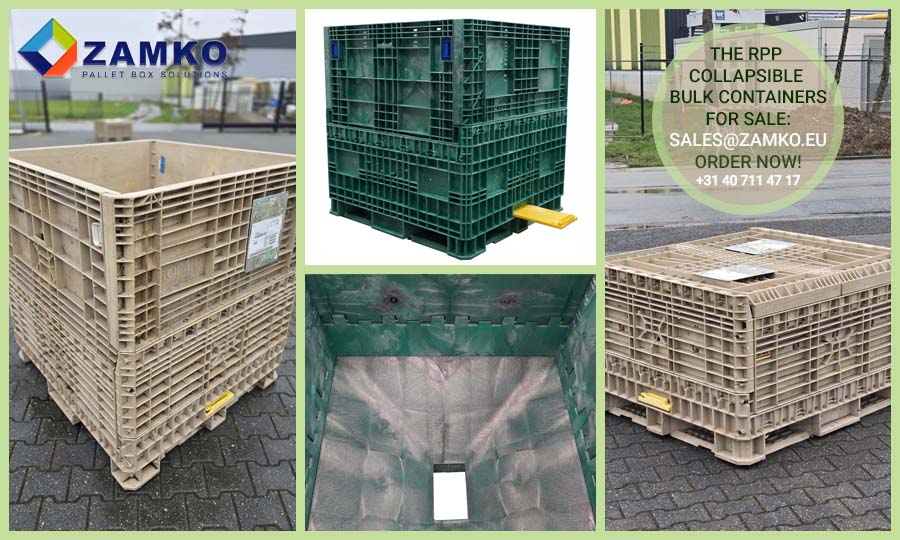 Hopper bottom RPP Collapsible Bulk Container