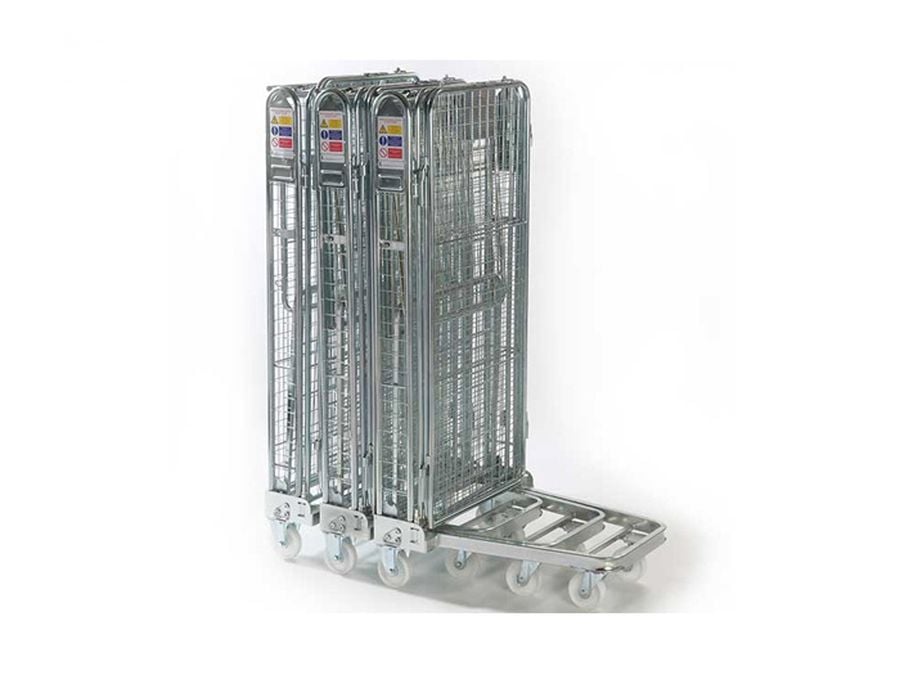 Roll cage A-frame 3 walls by ZAMKO; Roll cages, also known as roll containers or roll pallets, are mobile units typically used for transporting and storing goods