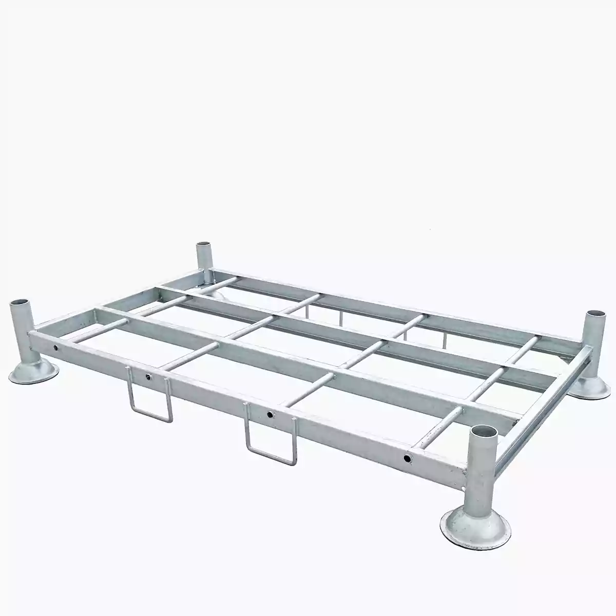 SF1812.31-2-1.webp Stacking Frame or Long Good Rack. All Galvanized, dimensions 1875x1060. With 4 poles in several heights.
