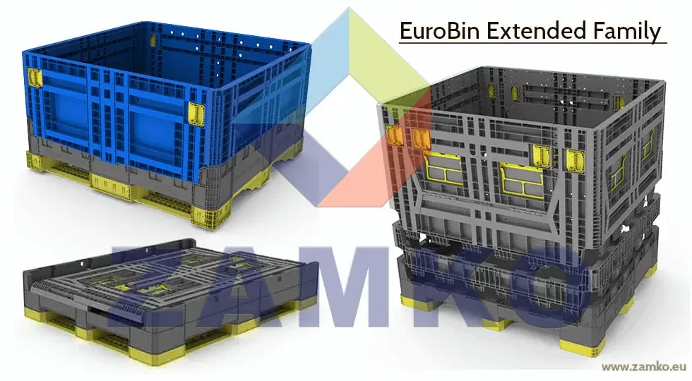 EuroBin Extended Family is a lineup of seven industrial-strength plastic pallet boxes